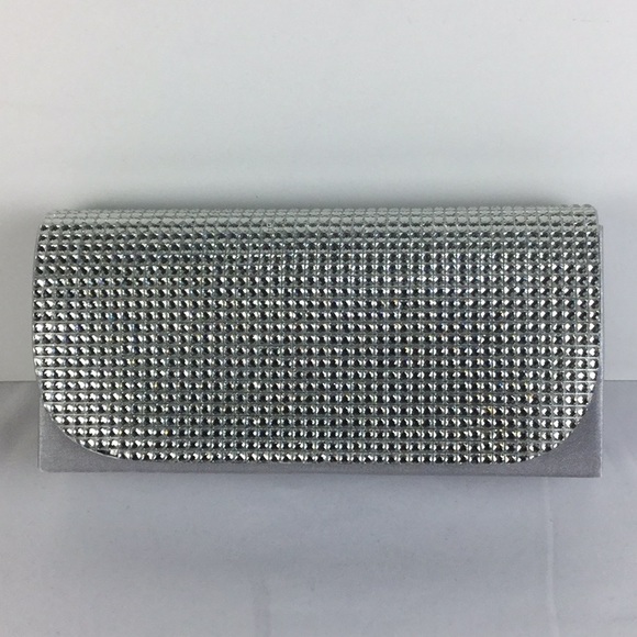 shiny silver clutch bag